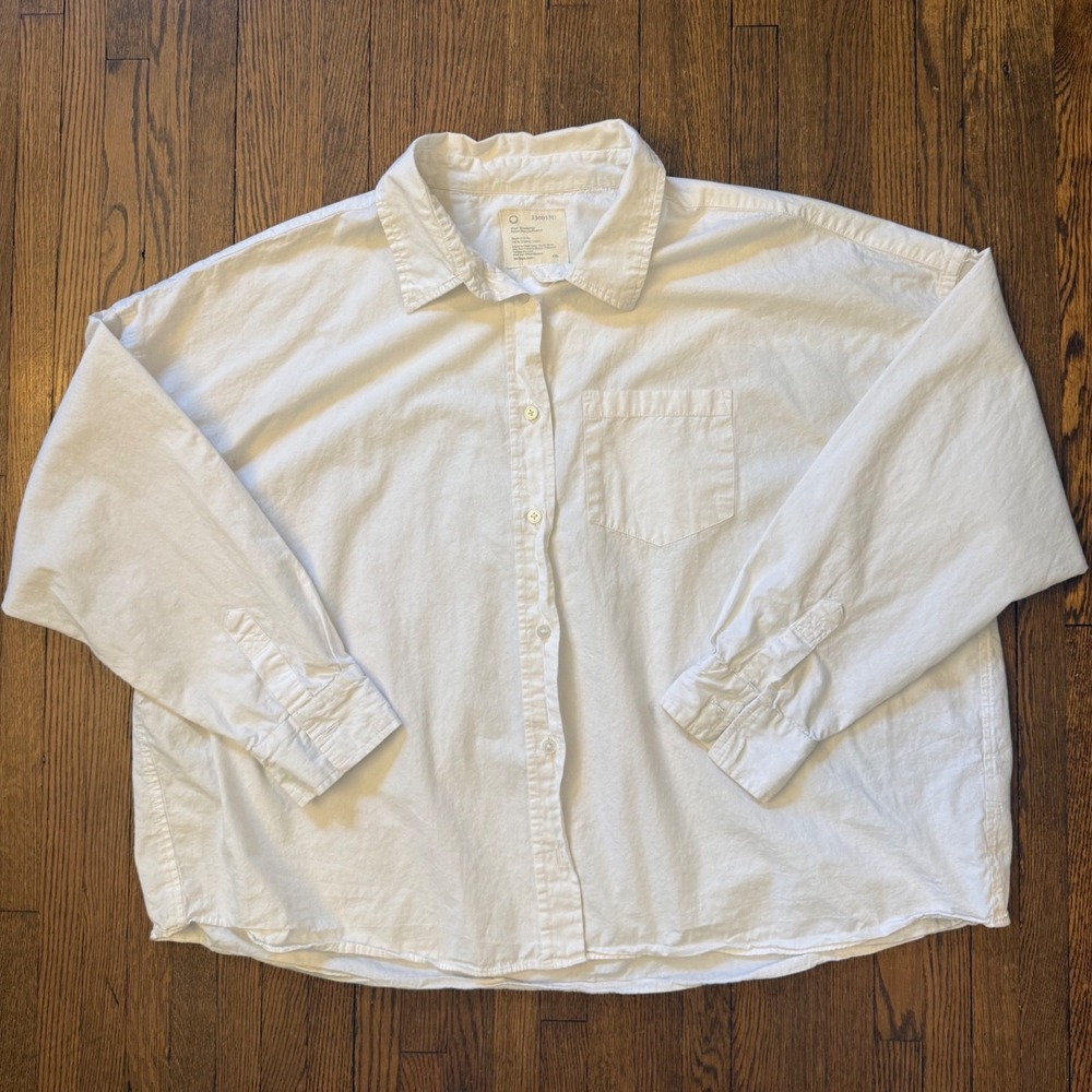 For Days Organic Cotton Oversized Button Down Shirt White XXL 330033U